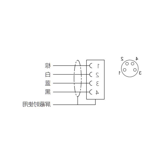 M8 4Pin、母头直型、单端预铸PUR柔性电缆、黑色护套、63S121-XXX